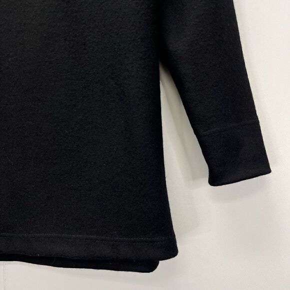 Samuji Women’s Medium Black 100% Wool Crewneck Pullover Sweater Ruffled - Picture 3 of 9